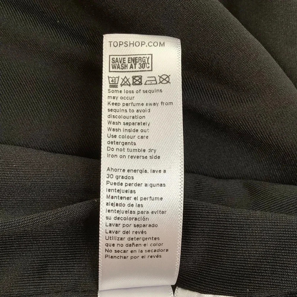 TOPSHOP Black Sequin Tuxedo Stripe Relaxed Trousers Size 4 - Picture 13 of 14